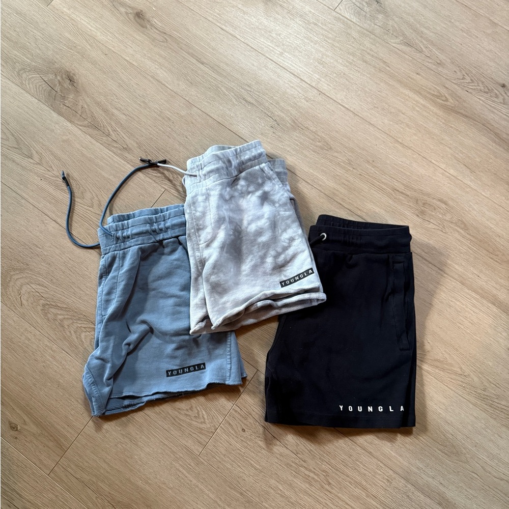COPY - YoungLA Athletic Shorts Black and Gray Soft Comfort